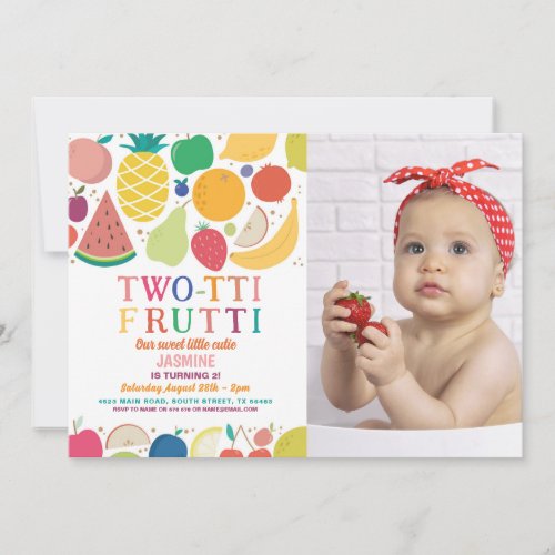 Two_tti Frutti Fruit Birthday Party 2 Tutti Photo Invitation
