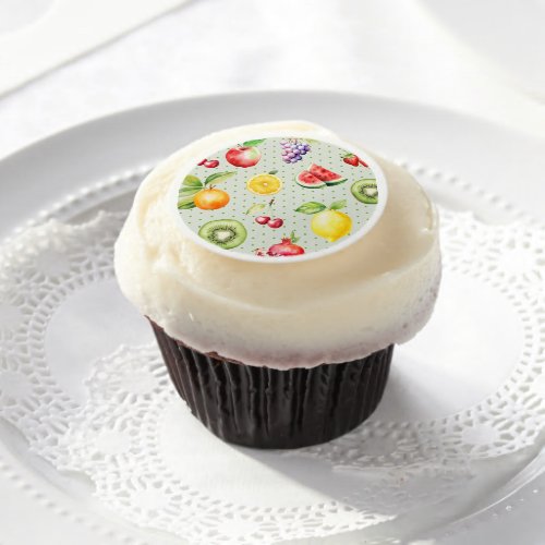 Two_tti frutti fruit pattern birthday party edible frosting rounds