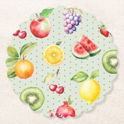 Two_tti frutti fruit pattern birthday party paper coaster