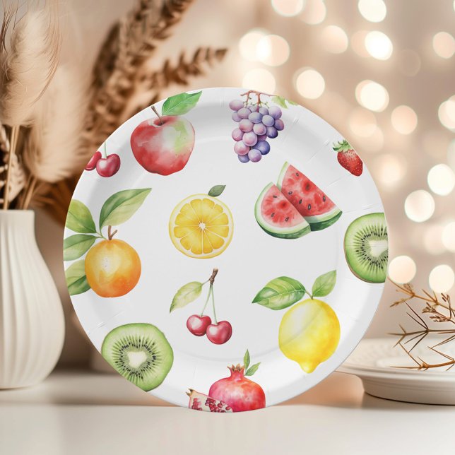 Two-tti frutti fruit pattern birthday party paper plates (Creator Uploaded)