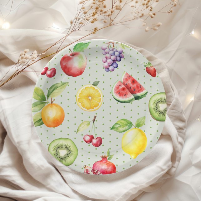 Two-tti frutti fruit pattern birthday party paper plates (Creator Uploaded)
