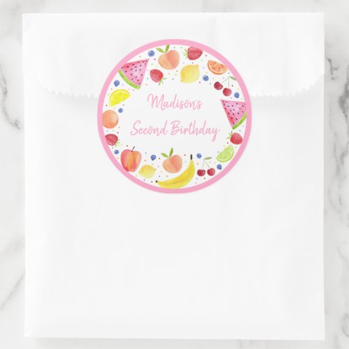 Two_tti Frutti Fruit Second Birthday Classic Round Sticker