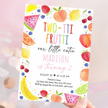Two-tti Frutti Fruit Second Birthday Invitation by LittlePrintsParties at Zazzle