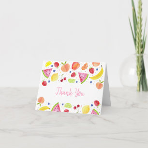 Two-tti Frutti Fruit Second Birthday  Letterpress Thank You Card