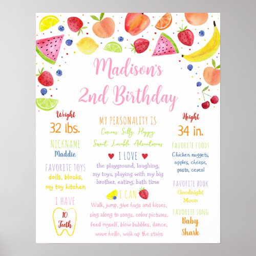 Two_tti Frutti Fruit Second Birthday Milestone Poster