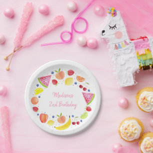 Two-tti Frutti Fruit Second Birthday Paper Plates