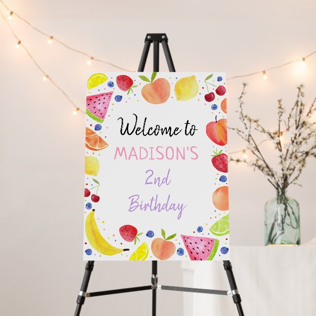 Two-tti Frutti Fruit Second Birthday Welcome Foam Board (In Situ (Stand))