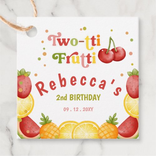 Two_tti Frutti Fruity Fun Second Birthday Party Favor Tags