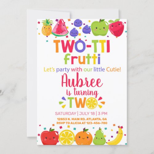 Two_tti frutti girl 2nd birthday invitation invitation