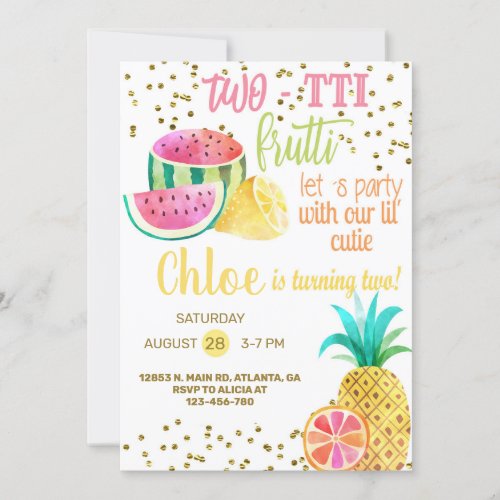 Two_tti frutti girl 2nd birthday invitation invitation