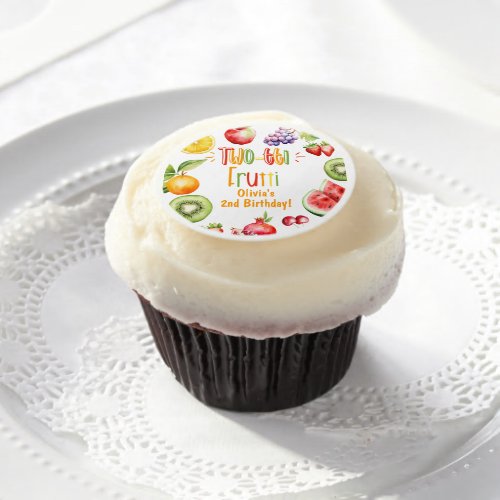 Two_tti frutti girl 2nd birthday party edible frosting rounds