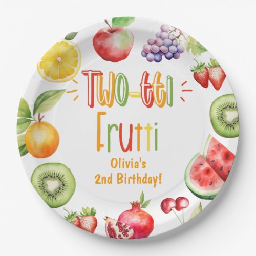 Two_tti frutti girl 2nd birthday party paper plates