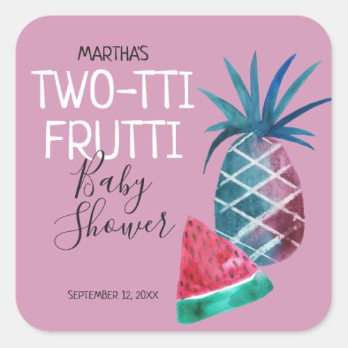 Two_tti Frutti Girl Baby Shower Square Sticker