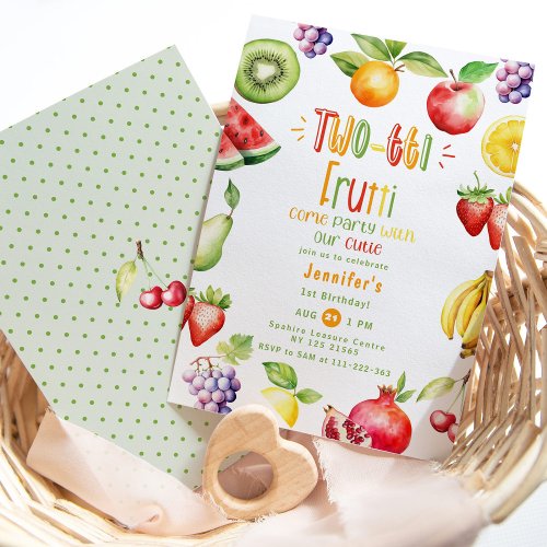 Two_tti Frutti little cutie fruits 2nd birthday Invitation