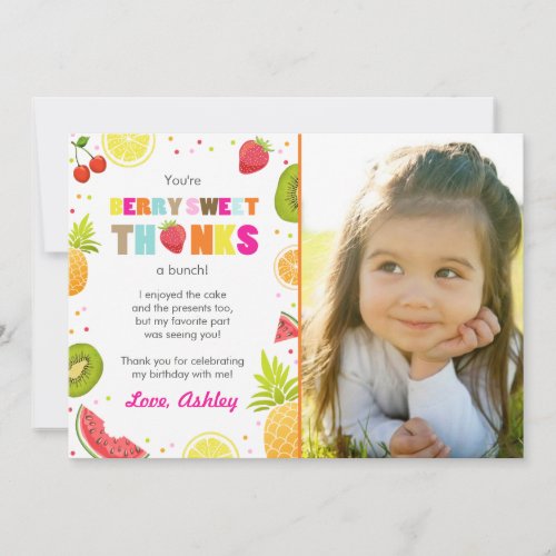 two_tti Frutti Party Fruit birthday Thank You Card