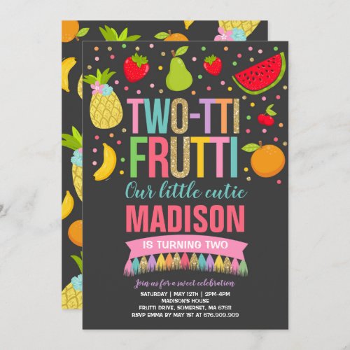 Two_tti Frutti Party Invitation 2nd Birthday Party