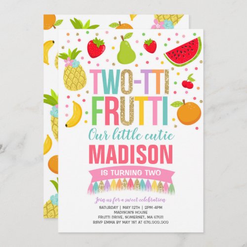 Two_tti Frutti Party Invitation 2nd Birthday Party