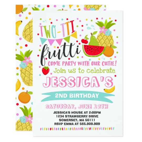 two tti frutti party invitation 2nd birthday party zazzle com