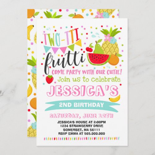 Two_tti Frutti Party Invitation 2nd Birthday Party