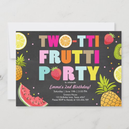 Two_tti frutti party invite Tutti fruity birthday