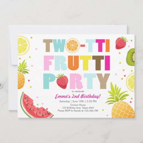 Two_tti frutti party invite Tutti fruity birthday
