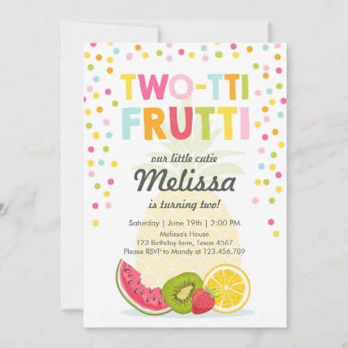 Two_tti frutti party invite Tutti fruity birthday
