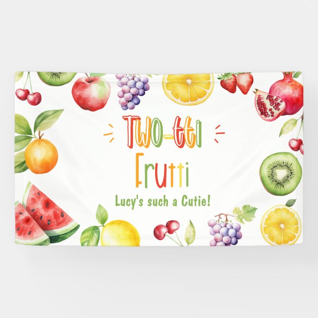 Two-tti frutti such a Cutie 2nd birthday Banner (Horizontal)
