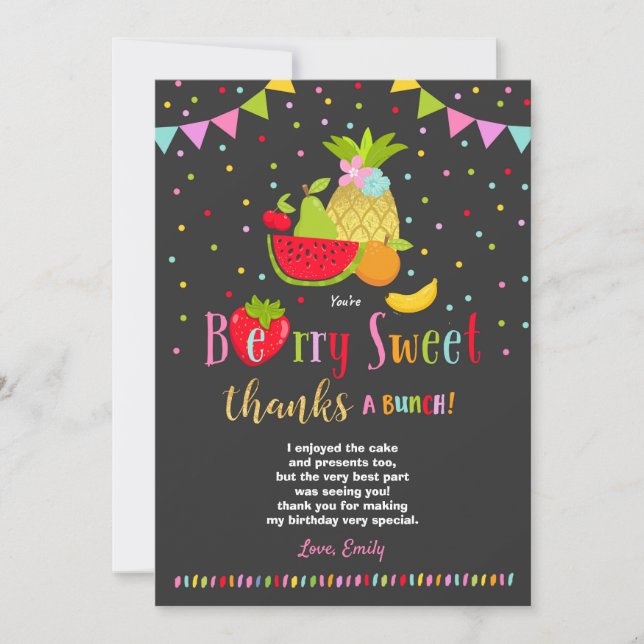Two-tti Frutti Thank You Card Two-tti Frutti Party (Front)