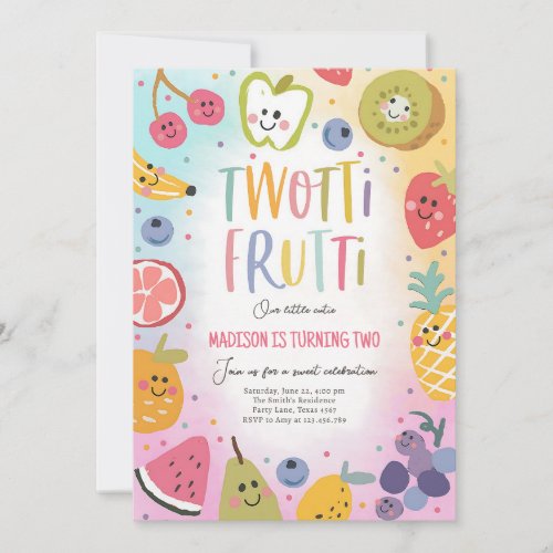 Two-tti Frutti Tropical 2nd Birthday Invitation