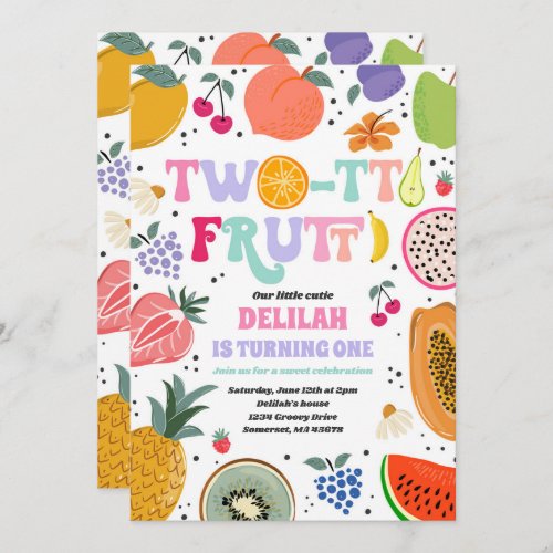 Two_tti Frutti Tropical Summer 2nd Birthday Party Invitation