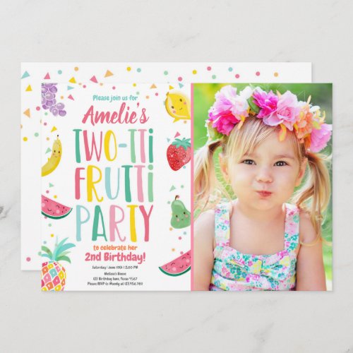 Two_tti Frutti Tutti Fruity Birthday Fruit Summer Invitation