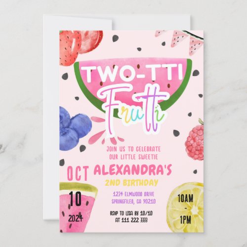 Two_tti Frutti Tutti Frutti 2nd Fruit Birthday Invitation