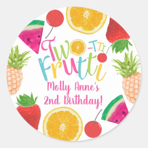 TWO_tti Frutti Tutti Frutti Girl 2nd Birthday Classic Round Sticker