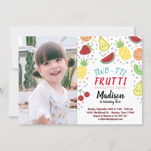 Two_tti Frutti Tutti Frutti Summer Birthday Photo Invitation