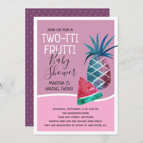 Two_tti Frutti Twin Girls Baby Shower Invitation