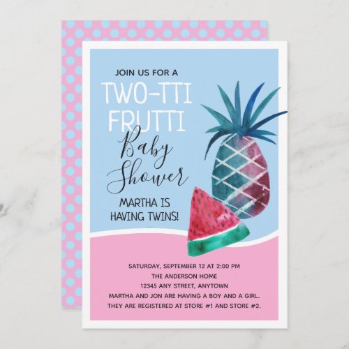 Two_tti Frutti Twins Baby Shower Invitation