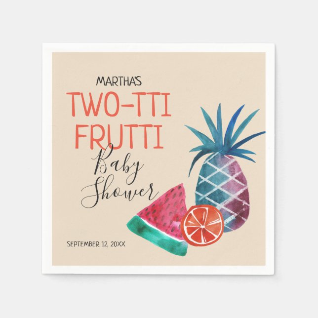 Two-tti Frutti Twins Baby Shower Paper Napkins (Front)