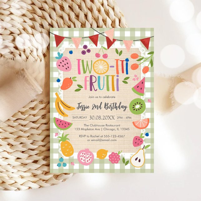 Two-tti Frutti Twotti Fruit Tropical 2nd Birthday  Invitation (Creator Uploaded)
