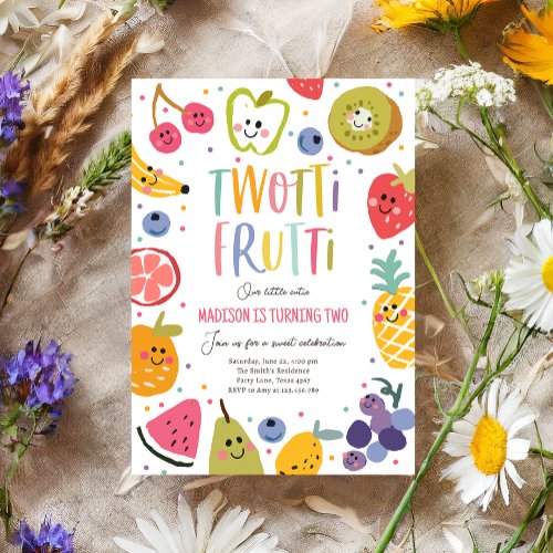 Two_tti Frutti Twotti Fruit Tropical 2nd Birthday Invitation