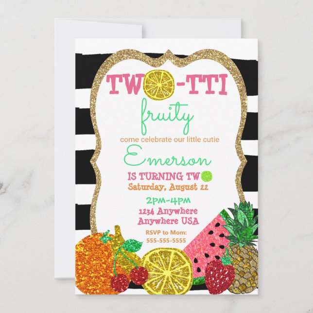 two-tto frutti 2nd Birthday Tutti Frutti Invitation (Front)