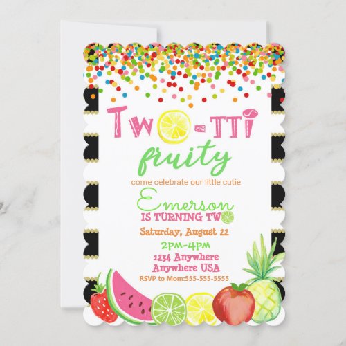two_tto frutti 2nd Birthday Tutti Frutti watercolo Invitation