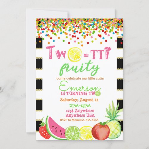 two_tto frutti 2nd Birthday Tutti Frutti watercolo Invitation