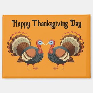 Two Turkeys Thanksgiving Magnet