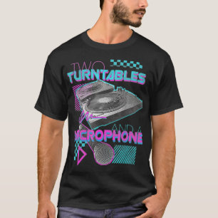 Two Turntables and Microphone Retro 80s Vinyl DJ T-Shirt