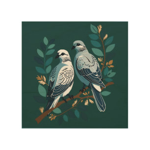 Two Turtle-Dove Stencil-Style Wood Wall Art