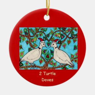 Two Turtle Doves Ceramic Ornament