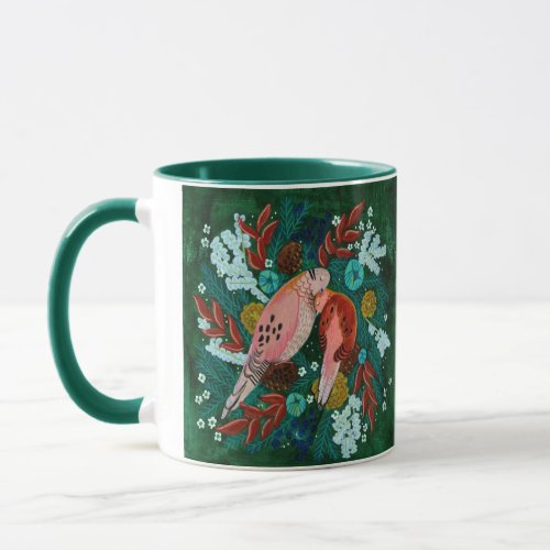 Two turtle doves Christmas Holiday Mug