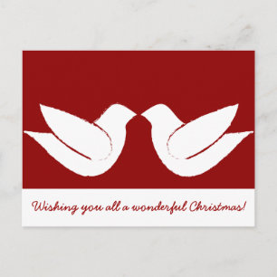 Two Turtle Doves Christmas Holiday Postcard