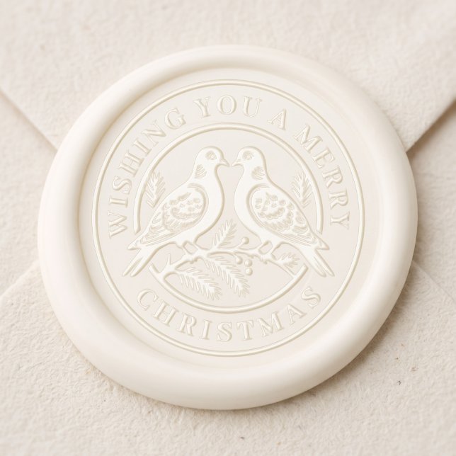 Two Turtle Doves Christmas Wax Seal Sticker (Simulated seal on envelope)