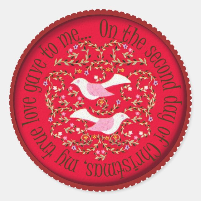 Two turtle doves classic round sticker (Front)